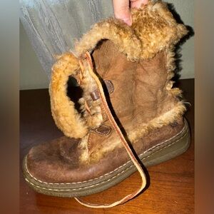 Vintage Born Leather Shearling Nome Boots 90s Sz 7/38